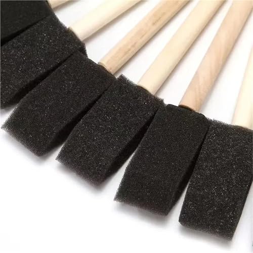 Foam Paint Brushes 12 Set/48 Pcs Wooden Handle Foam Sponge Brushes DIY Art – Ideal for Watercolor, Oil & Stain Craft Projects