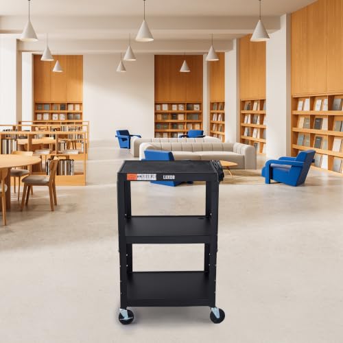 LUXOR UCMT1 Adjustable-Height Steel Utility Cart - Black
