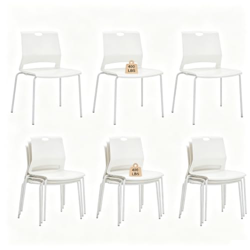 White Stacking Conference Guest Chairs Set of 12, stackable Breakroom