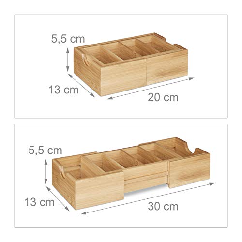Relaxdays 3 x Accessories Bamboo Desk Set, Document Tray for A4, Letter Holder, Pen Organizer, Natural