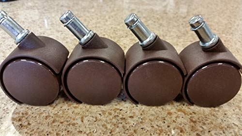 Heritage Form Caster Chair Company Replacement Caster Wheels, Brown, Set of 24, Compatible with Chromcraft