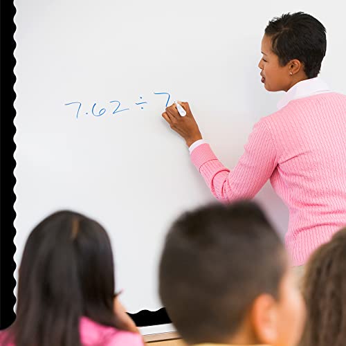 Strong & Wide Magnetic Borders for Classroom Whiteboard - Visible Magnetic Strips for Teachers (4 Designs Available) | Wavy Plain - Black | 12 Strips of 24X1.75 Inch - 24 Feet Total