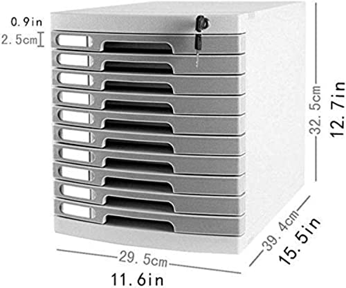 ELUKHT File Cabinets Keys Lock 10 Drawer Data File Storage Cabinet - Multicolor 29.5X39.4X32.5Cm Bookcase