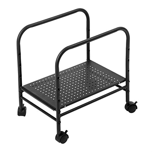VHDY85KA Office PC Tower Stand CPU Holder, Adjustable Desktop PC Case Floor Stand, Mobile Rolling CPU Cart with 360°Locking Caster Wheels for Home Office (Black) Accessories