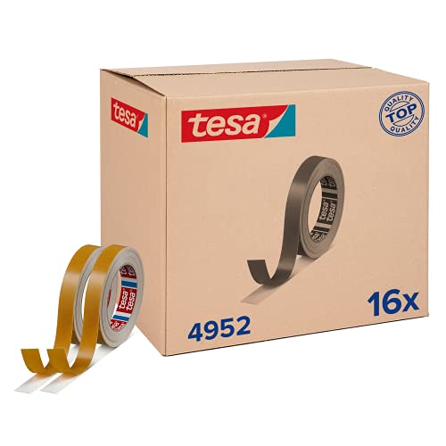 tesa fix 4952 Mounting Tape Pack of 16 - Moisture-Resistant Double-Sided Tape - for Mounting Without Drilling - White - 16 Rolls Each 50 m x 19 mm