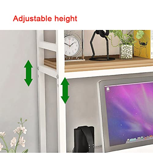 FENOKD Book Shelf 2 Tier Desktop Bookshelf Multipurpose Desktop Organizer, Wood and Metal Countertop Storage Shelf for Living Room, Office, Kitchen, L45.2 Xw 9.8Xh 35.4 Inch She