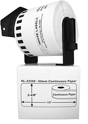 HouseLabels Compatible with Brother DK-2205, 2-4/9" x 100'