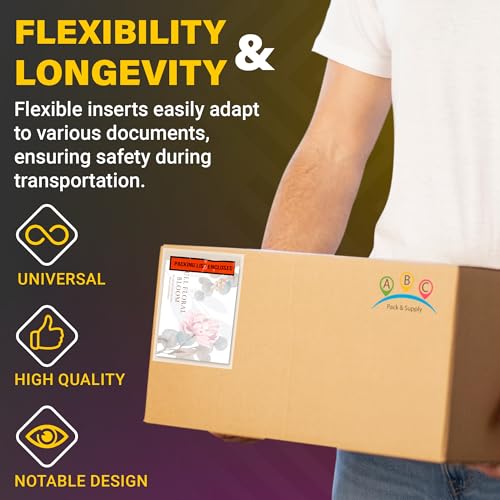 ABC PACK & SUPPLY Packing List Envelopes, Clear with Red Panel Packing List Enclosed, 4.5 x 5.5 Inch, Self Seal Document Pouches 2 Mil Polyethylene, Pack of 1000