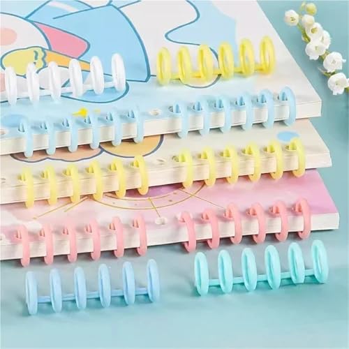Book Rings Clips 50PCS 6 Holes Loose-Leaf Paper Book Circles Ring Scrapbook Album Binder Spiral A4/5 Notebook Binding Clips
