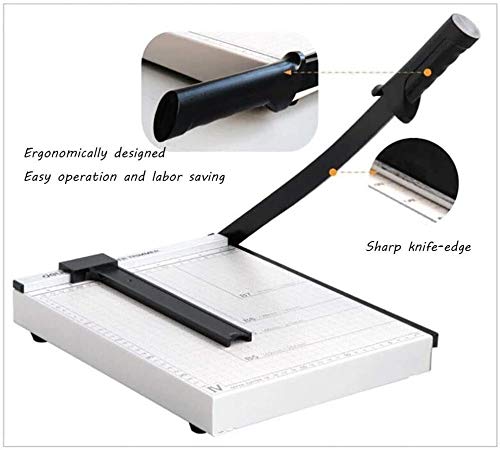 YHJCMBWLBBSH Paper Cutter, Paper Trimmer, A4 Paper Cutter Craft Paper Trimmer with Automatic Security and Side Ruler Guillotine Scrapbooking Tool, White