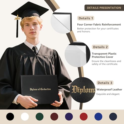Goprety Diploma Holder,Diploma Cover,Diploma Folder - Smooth Leather Imprinted Tent Style for Graduation Certificate,8.5"x11",for Graduates,Students,Commencement Ceremony,Navy Blue,12-Pack