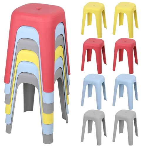 feneihe Classroom Stools & School Chair Set (8 Pcs) - 17" Small Stool for Kids, Plastic Stool Chair & Kids Chairs for Table, Flexible Seating 8pcs