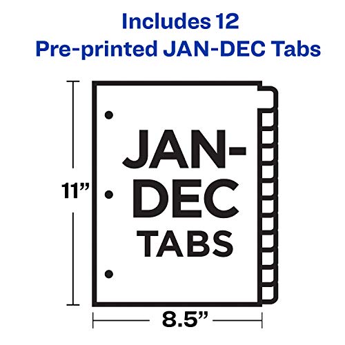 Avery® Pre-Printed Dividers, Jan-Dec Tab, Buff, 12 Sets