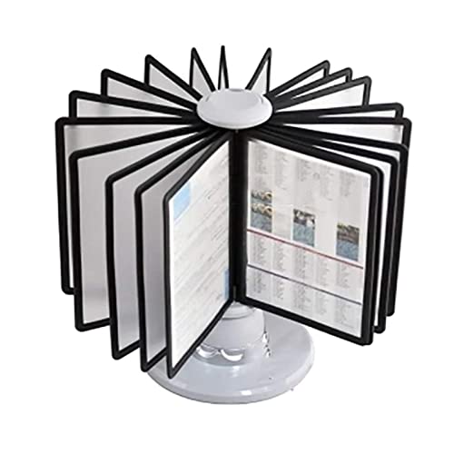 UMJIGF Catalog Display Rack, 20 Double-Sided Panels, Letter-Size, Desktop Reference System, for Display A4 Documents, Product Price List, Rotating Insert,Grey
