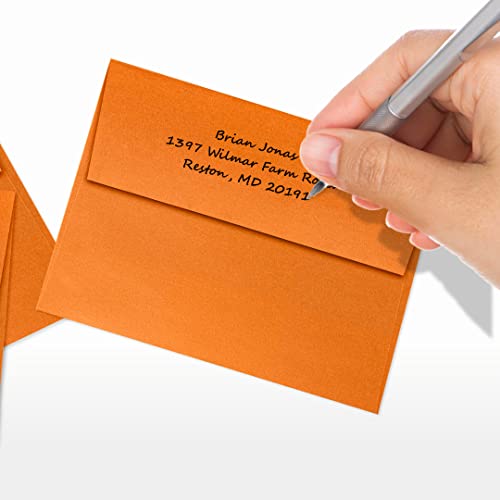 LUXPaper A2 Invitation Envelopes | Peel & Press | 4 3/8" x 5 3/4" | Flame Orange Metallic | 80lb. Text | 1,000 Qty
