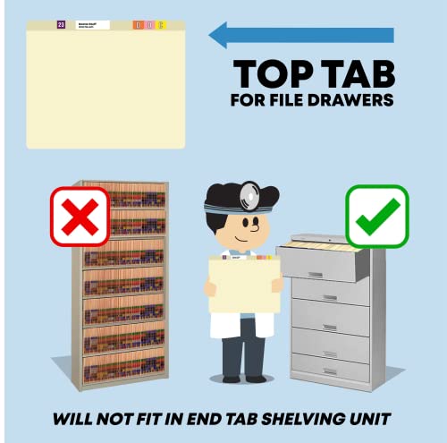 Top Tab Manila File Folders, Doctor Stuff, Reinforced Folder with Tab on Top, Full Cut, Two 2" Bonded Fastener on Inside Front and Back, 14 pt Manila Stock, Box of 50