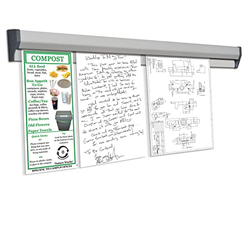 M&T Displays Fast Note Wall Mounted Aluminum Restaurant Ticket Holder Kitchen Order Tab Grabber Receipt Check Slide Rack Office Memo Paper Clip Menu Organizer Rail (40 inch)