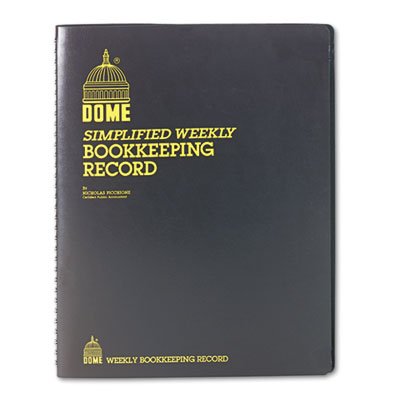 Simplified Weekly Bookkeeping Record, Brown Vinyl Cover, 128 Pages, 8 1/2 x 11 (2 Pack)