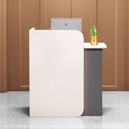 LLZJDDPLY Reception Desk with LED Lights, Front Desk with Lockable Drawer, Modern Receptionist Desk for Supermarket Convenience Store Hotel Lobby(Gray,80cm/31in)
