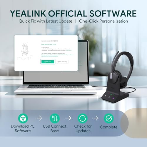 Yealink WH64 Mono DECT & Bluetooth Wireless Headset for Phone PC Mobile