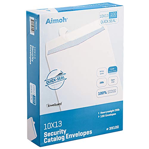 Aimoh 10x13 Large White Security self-seal Catalog Envelopes, 500 Count