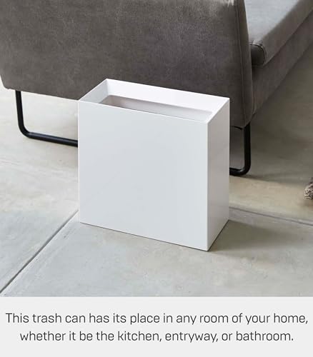 YAMAZAKI Home Tower Trash Can - Modern Garbage Waste Basket with Handle for Kitchen Bedroom Bathroom Office - Wide - Abs Plastic - 4 Gallons, 15 Liters