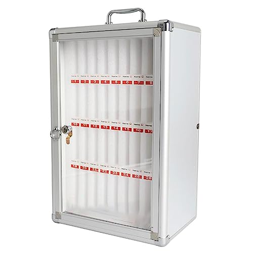 12/24/36/48/60 Wall-Mounted Aluminum Alloy Cell Phones Storage Cabinet Pocket Chart Storage Locker Box with Handle and Security Lock for Classroom Office (Color : Silver, Size : 36)