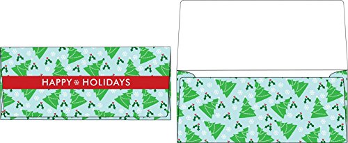 LUXPaper Currency Envelopes | 2 7/8" x 6 1/2" | Green Christmas Trees | 70lb. Text | 1,000 Qty