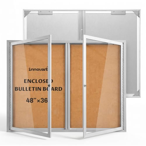 INNOVART Outdoor Enclosed Bulletin Board Weatherproof 48”x36”