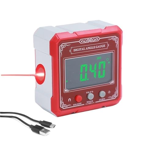 YQQEWI 1pcs Laser Digital Protractor with Four-Sided Magnetic Box(Red)