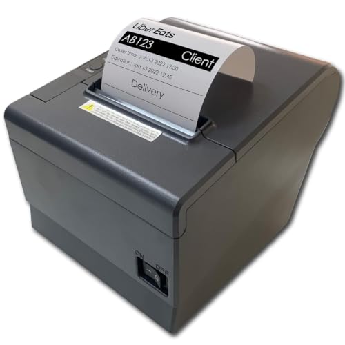 Delivery Platform Thermal Printer 3” 1/8 PaperWidth POS Cash Register Dual Bluetooth WiFi USB Support Print Receipt Ticket Ubereats Doordash Grubhub Postmates APP for Food ToGo take out away Shop