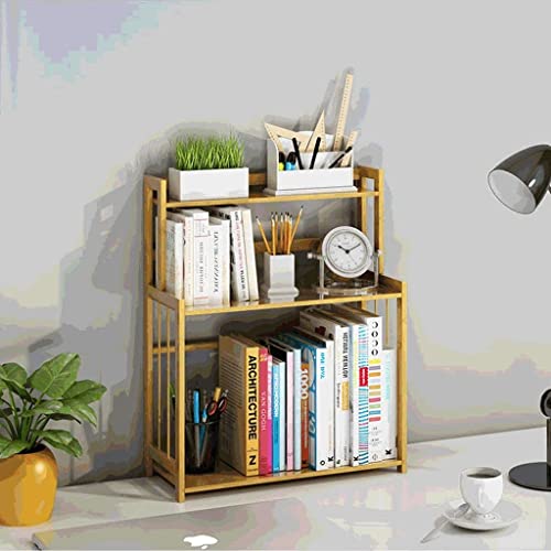 Modern Bookshelf 3 Tiers Bamboo Bookshelf Bookshelves Student Office Desktop Simple Storage Rack Small Bookcase,Open Shelving Books Holder Organizer (Color : 40 * 18 * 53cm)