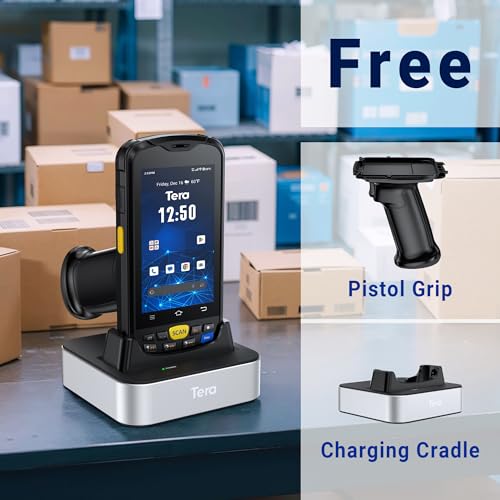 Tera Android 10 Barcode Scanner PDA: SE4710 Engine, Charging Cradle, P160GC