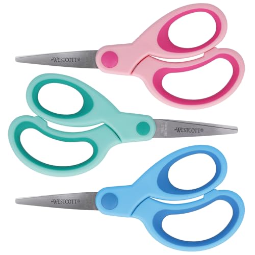 Westcott E-2054S 00 Soft Grip Kids 5 inch Scissors - Assorted Colours (Set of 24)