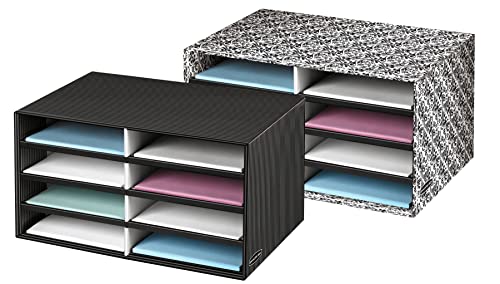 Bankers Box Literature Sorter, Letter, Black/White Brocade