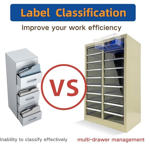 Yokoma File Cabinet 18 Medium Transparent Drawers Vertical Home Office Storage Paper Organizer Document Cabinet