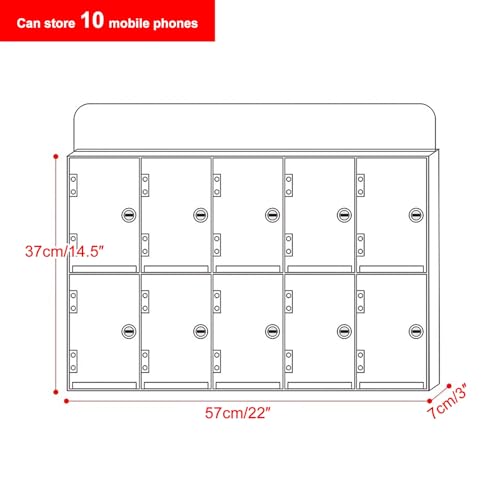 LLZJDDPLY Cell Phone Locker, Cell Phone Lock Box, Acrylic Cell Phone Storage Locker for Employees Office(10)