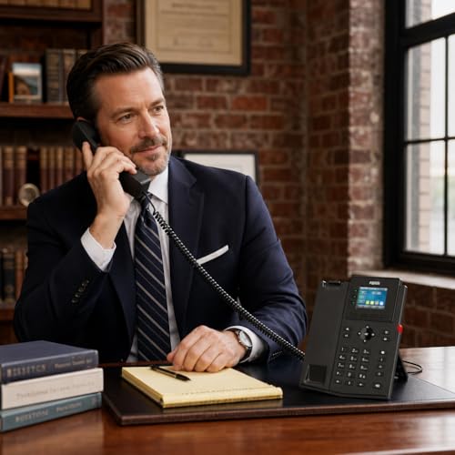 Fanvil X303-2 Wire IP Phone, 4 SIP Lines, 2.4-Inch Color Screen, HD Audio, EHS Headset Support, Reuse Existing Wiring