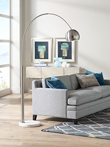 Possini Euro Design Basque 77 1/2" Tall Nickel Finish Modern Arc Floor Lamp
