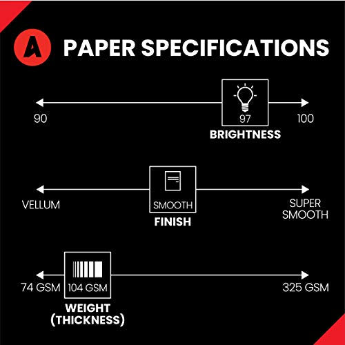 Accent Opaque White Printer Paper, 8.5” x 11” 28lb Bond/70lb Text Copy Paper, 3-Hole Punched – 500 Sheets (1 Ream) – Premium Smooth Finish Computer Paper, 97 Bright, 104gsm, White Copy Paper – 188010R