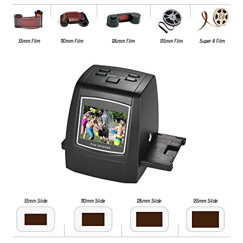 Hiedmeil Film Photo Scanner,High-Resolution 14MP/22MP Film Scanner Convert 35mm 135mm 126mm 110mm 8mm Color Monochrome Slide Film Negative into Digital Picture with 2.4" LCD