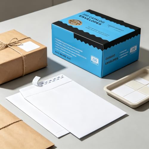 9X12 Self Seal Catalog Envelopes 250 Packs White Envelopes with Peel