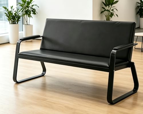 wonline 3-Seat Waiting Room Bench with Armrest PU Leather Office Waiting Room Furniture, Office Guest Seating Lobby Conference Reception Chair for Airport Clinic Hospital
