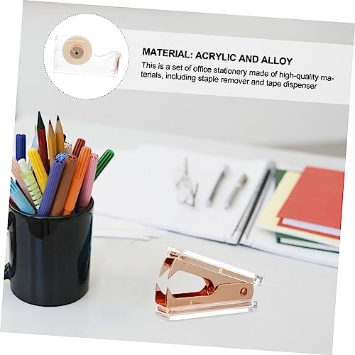 1 Tape seat Nail Remover Shipping Tape Dispenser Clear Tape Holder Paper Tape Dispenser Desk Accessories Staple Puller and Tape Dispenser Stationary Adhesive Tape Alloy Office (Golden 6.7X12CM)