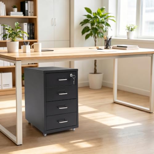 4 Drawer File Cabinets with Lock, Metal Lateral File Cabinet(Cream Green)