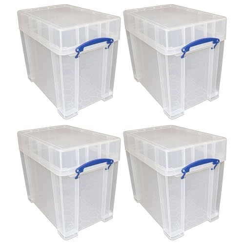 Really Useful Box 19 Liter Transparent Storage Container, 4 Pack