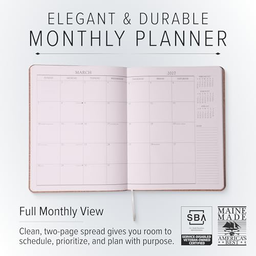 Gallery Leather Large Monthly Planner 2026-2027 Monhegan Emerald