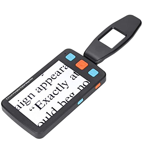 AALGO Portable Digital Magnifier Reading Aid,5.0 Inch LCD Screen for Low Vision,Handheld Electronic Reading Magnifier 4X‑32X Zoom,with Memory Function,for Visually Impaired,Black