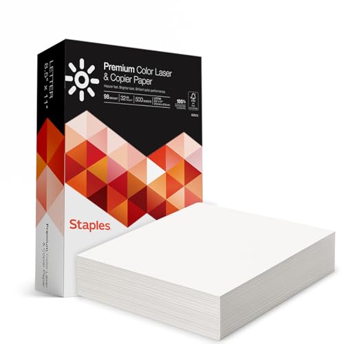 Staples Laser Paper, 8.5x11 Inch, 32 lb., 98 Brightness, 500/Ream