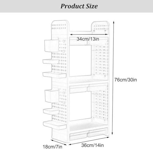 WLYMQFC Desktop Organizer Shelf Stationery Organizer with Pen Holder Office Desk Pegboard Shelf Combinable Organization and Storage for Desk, Office, Countertop, Dorm,A,3 Tier